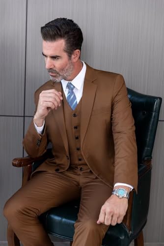 Men's 3 Piece Slim Fit Suit Set Two Button Blazer Jacket Vest Pants Wedding Tuxedo Set3