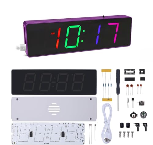 Gikfun Colorful Digital Clock DIY Kit Colorful RGB Clock Microcontroller Soldering Practice Training Making Parts and Accessories EK1996