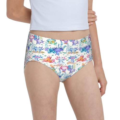Watercolor Cute Axolotl Girls' Underwear Soft Cotton Little Girls Panties Comfort Briefs 7