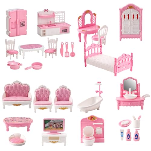 Catálogo para Comprar On-line Conjuntos de muebles disponible en línea. 48 Muebles de casa de muñecas 4 conjuntos Juego realista de muebles de casa de muñecas en miniatura para dormitorio, baño, cocina y sala de estar Accesorios de casa de muñecas de...