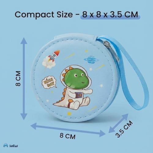Image of FunBlast Round Coin Pouch for Kids - Cute Cartoon Design Mini Purse, Multipurpose Coins Pouch, Small Zipper Wallet for Kids & Girls, Kawaii Coin Bag (BlueRandom)