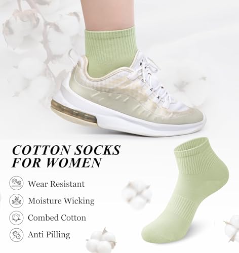 Image of YSense 10 Pairs Womens Ankle Socks Cotton Quarter Socks Women Men | Cushioned for Running Athletic Casual, Breathable Moisture-Wicking, Toe Seamless