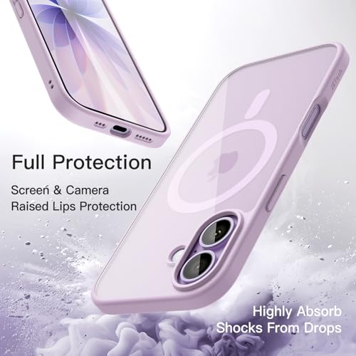 Image of JETech Magnetic Case for iPhone 17 6.3-Inch Compatible with MagSafe, Shockproof Phone Bumper Cover, Solid Color Matte TPU Frame, Anti-Scratch Clear Back (Lavender)