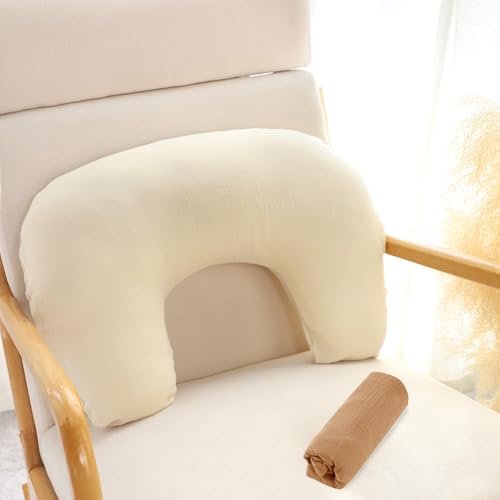 Hooyax Muslin New Nursing Pillow Covers 2 Pack, Soft and Breathable Nursing Covers for New-Designed Breastfeeding Pillows, Adorable Infant Feeding Pillow Slipcover for Baby Boy and Girls (Brown Wheat)