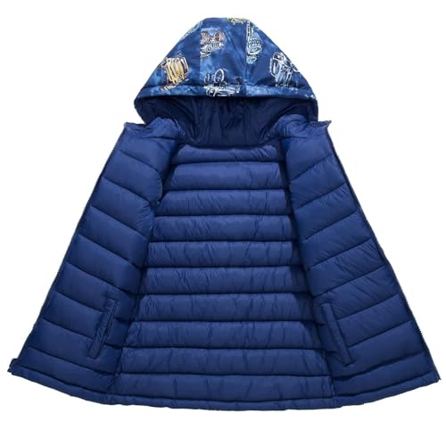 Kids Reversible Padded Winter Coat Boys Girls Lightweight Winter Insulated Hooded Jacket4