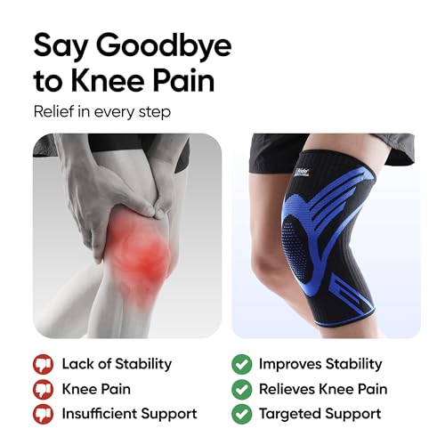 Image of Frido Active Knee Cap Support for Men & Women | Pain Relief Knee Brace | Anti-Sweat & Comfortable | Compression Knee Supporter for Joint Support, Sports, Gym & Injury Recovery (1 Pair) Blue, Medium