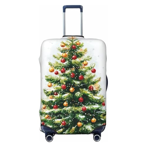 Christmas Tree Watercolor Elastic Travel Luggage Covers Dustproof Scratch-Resistant Suitcase Protector Fit 22-24 Inch