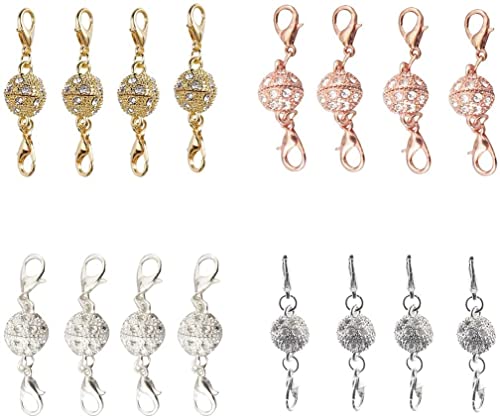 Mahavimoksa 1 Box 8Pcs Mixed 4 Colors Rhinestone Ball Shape Magnetic Connector Clasp For Diy Craft Jewelry Bracelet Necklace #TOP7