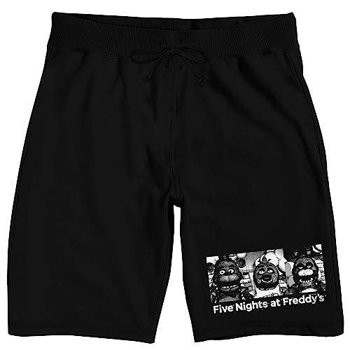 Five Nights At Freddy's Scary Animatronics Men's Black Sleep Pajama Shorts
