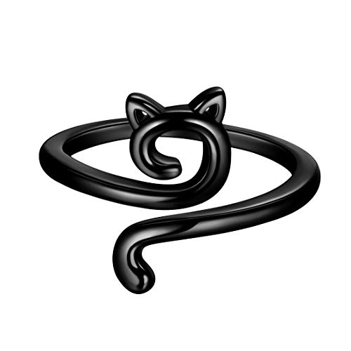 beautlace Cute Cat Adjustable Rings 18K Gold/Silver/Black Gun Plated Lovely Cats Animals Open Ring Jewelry for Women KR0029
