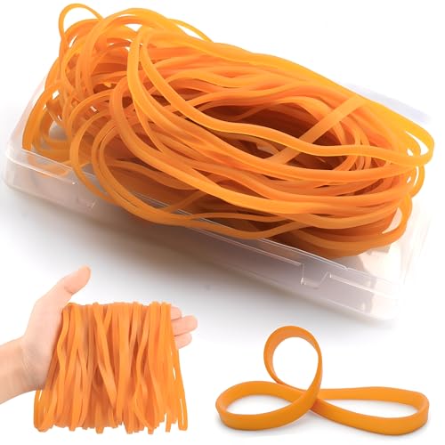 Sandphyrre Großes Gummibänder Set, 50 Stück Gummiringe aus Natürlichem Kautschuk, 5 mm Breit, 15 cm Länge Haushaltsgummis, Gummibänd für Büro, Zuhause und Schulbedarf (Gelb)
