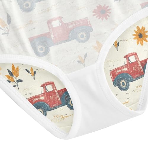 ZZKKO Vintage Truck Flower Girls Underwear Toddler Panties for Girls Comfort Brief Size 2-8T4