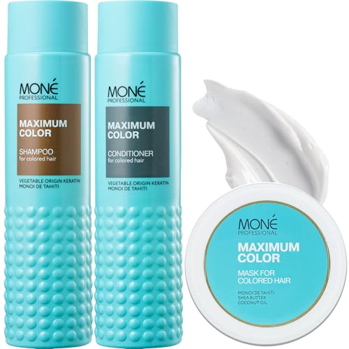 MONÉ PROFESSIONAL - Lot pour routine cheveux colorés - Shampooing + Après-Shampooing + Masque cheveux - Raviver, protéger, sublimer la couleur de vos cheveux
