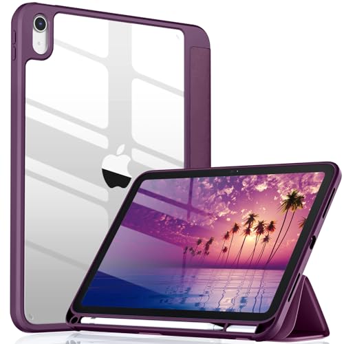Image of Wenlaty Compatible with iPad (A16) 11th Generation Case 11 Inch 2025, for iPad 10th Generation Case 10.9 Inch 2022 with Pencil Holder, Trifold Stand Protective Clear Back, Auto Wake /Sleep,BerryPurple