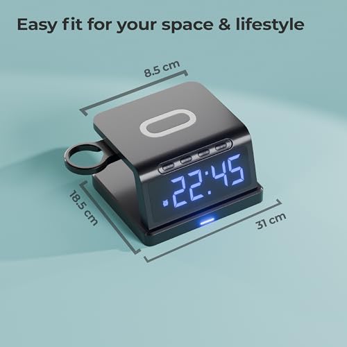 Image of Lifelong Wireless Charging Alarm Clock with Phone Stand | Fast Wireless Charger for All Compatible Smartphones|LED Digital Display with Adjustable Brightness|Dual USB Ports & Smart Nightstand Desk Use