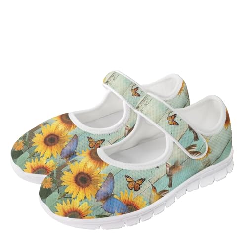 JoyLamoria Women’s Breathable Walking Shoes Trainer Sport Sneakers Adjustable Flats,Tropical Sloth Palm Leaves Print