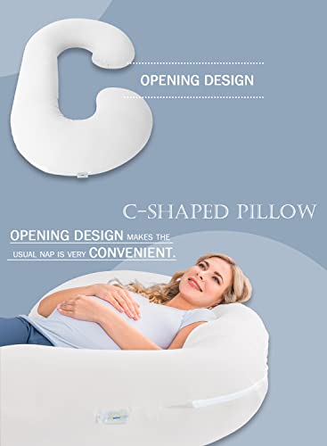 Image of INSEN Pregnancy Body Pillow,Full Body Pillow,C Shaped Full Body Pillow with Cotton Cover (White Cotton)