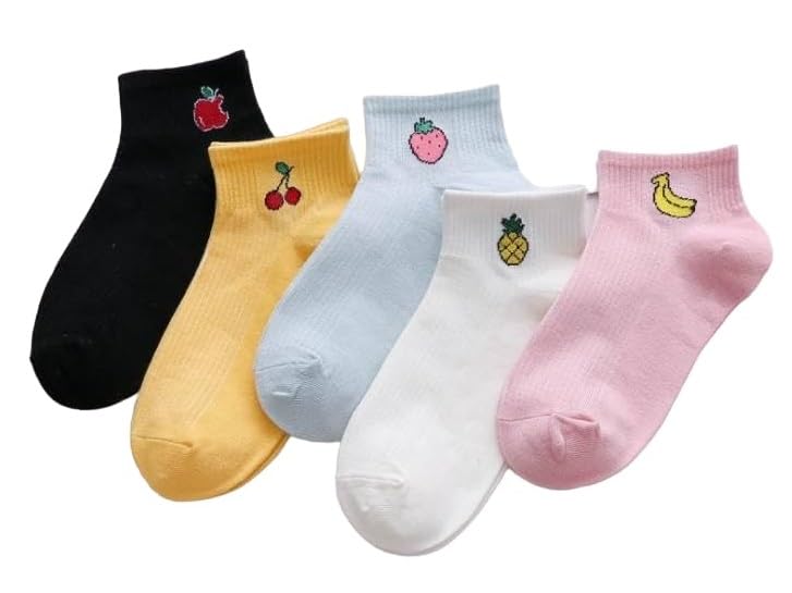Women's And Girls Cotton Ankle Length Socks Summer Cute Fashion Multi-Design Multicolor Ladies Socks Free Size Pack Of 5-image-28