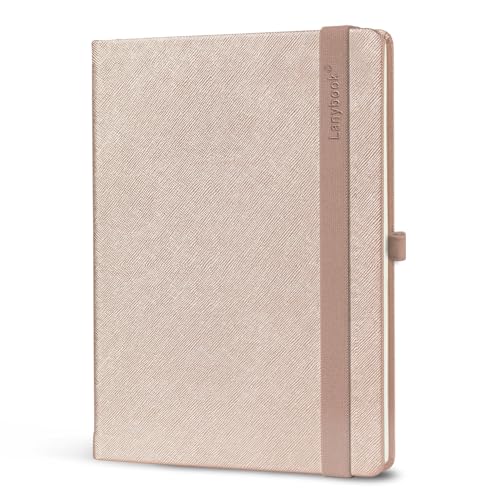 Lanybook Saffiano | Notizbuch | Large | rosegold | kariert | mit praktischem Verschlussband und Stiftschlaufe | 192 Seiten