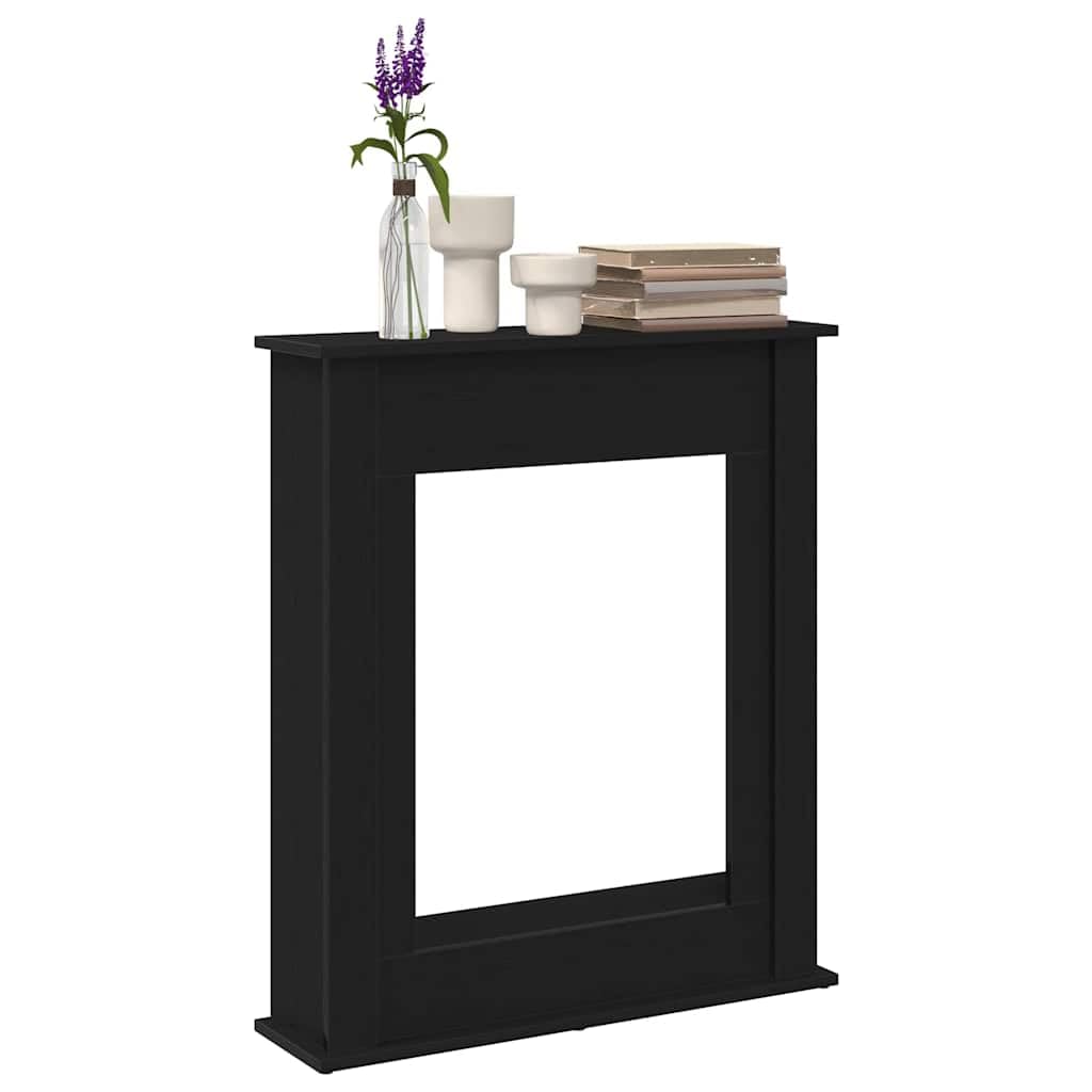 Cornice per caminetto, effetto rovere nero, in legno, 75 x 20 x 87,5 cm, ripiano per fiamme LED, cornice decorativa per camino per soggiorno, facile da pulire e stabile