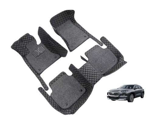 Image of Auto Hub 7D Car Floor Mats Compatible with Maruti Grand Vitara, Leatherette, 100% Waterproof & Washable, Vitara Car 7D Floor Mat, Black
