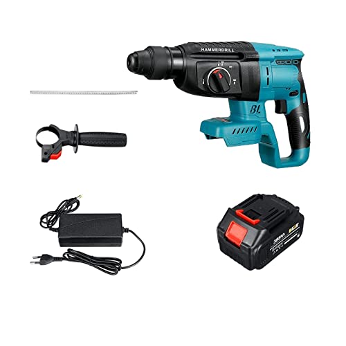 TEMSOOM Drillpro Brushless Akku-Bohrhammer 2 Akkus Wiederaufladbarer elektrischer Schlagbohrer Kompatibel mit Makita 18V…