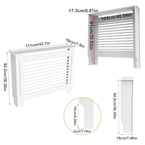 Miniatura 2 de Fativo Cubierta De Radiador Blanca Moderna: Cubreradiadores De Madera Cubre Radiador De Mdf Estante Para Radiador 111 X 19 X 92 Cm, Horizontal