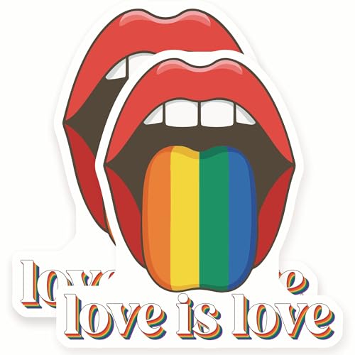 (2 Pack) Love is Love Rainbow Tongue Magnets - LGBTQ Pride Ally Support - Inclusive Home Decor Funky Fridge - 5" Design - Sticks to Fridges, Lockers, Toolboxes & More - Made in USA - AQM13892