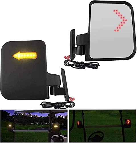 Golf Cart Side Mirrors with LED Turn Signal Light Golf Cart Rear View Mirrors for Club Car EZGO Yamaha Side Mirrors Golf Cart