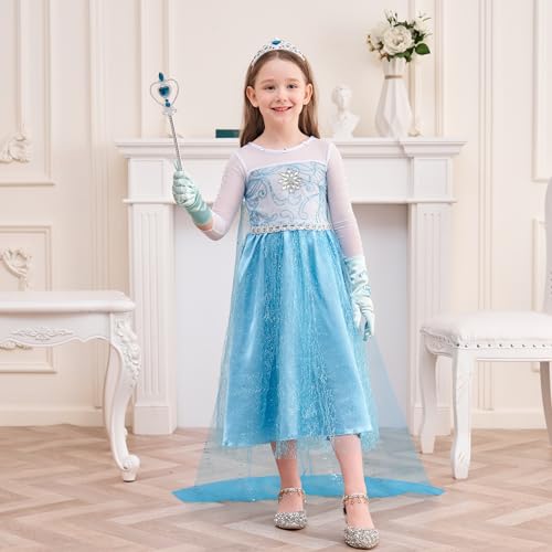 Vestido azul princesa para niñas disfraz completo miniatura 2