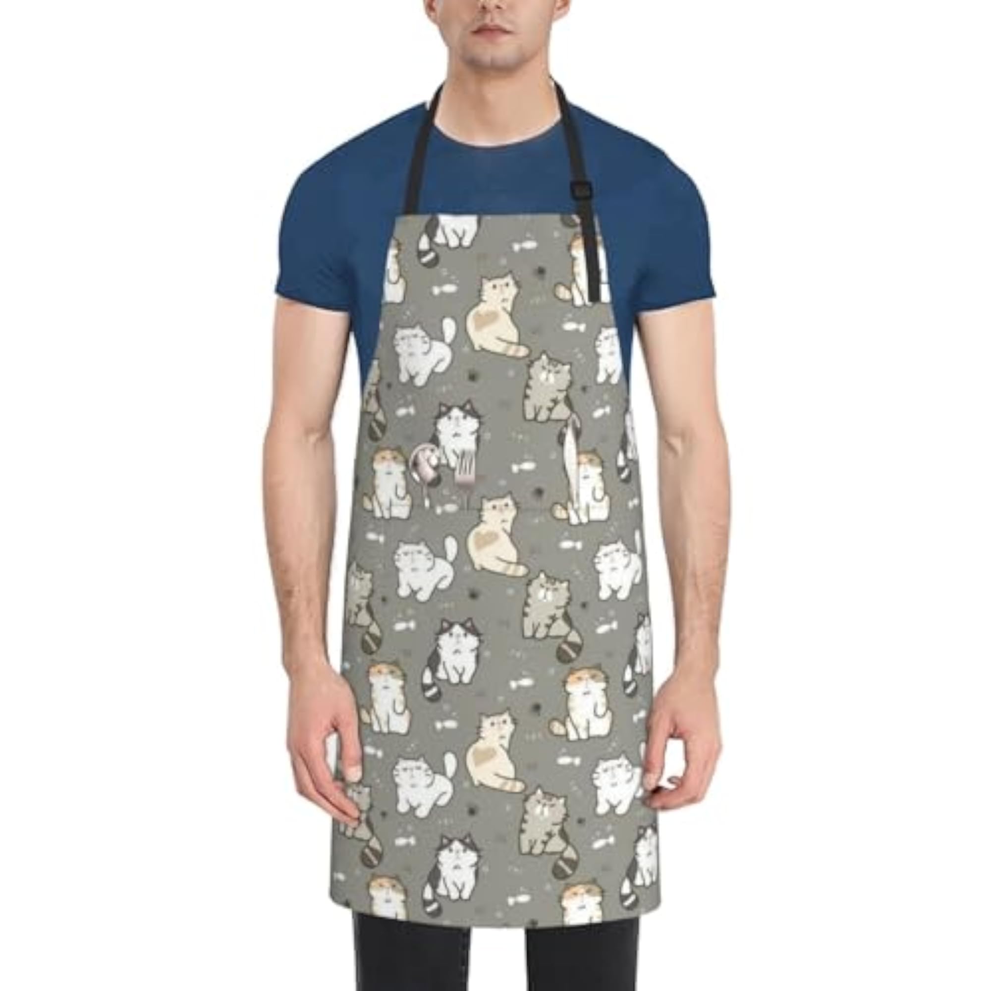 Cute Cat Cartoon Waterproof Apron for Adults