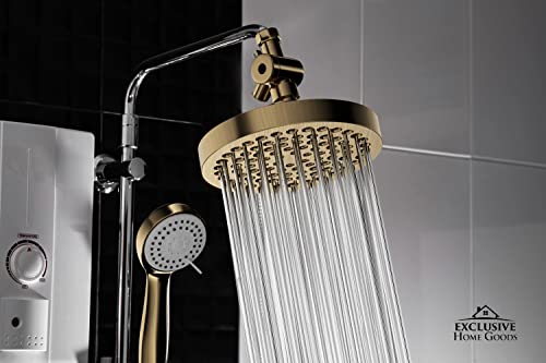 Shower Head With Handheld Combo, 6 Inch High Pressure Rainfall Showerhead With Hand Held 70 Inch Hose For Bath - Adjustable Swivel Shower Head Spray Anti-Leak Nozzles - Universal Fit #TOP5