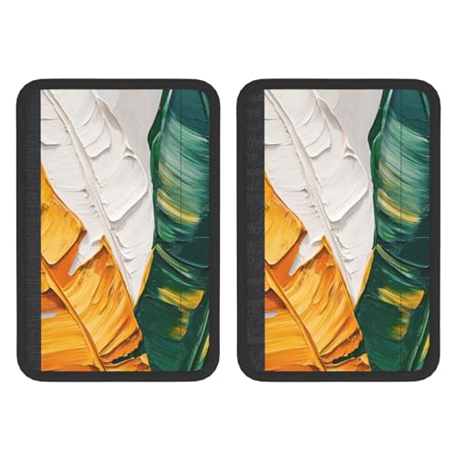 Light Green Yellow Large Leaves Abstract Car Seat Belt Cover 2 Pack Seatbelt Strap Shoulder Pad Protector Universal Comfort for Car