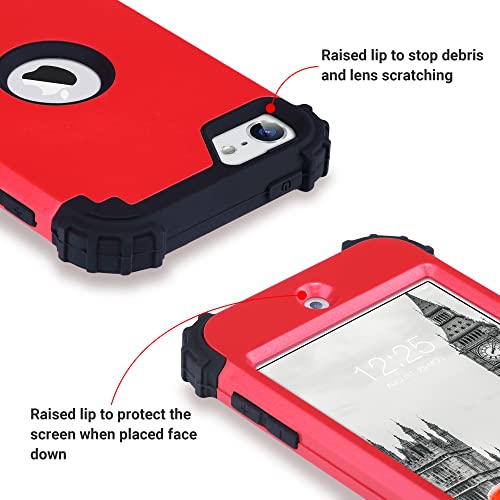 Ulak Compatible With Ipod Touch 7Th/6Th/5Th Generation Case With Screen Protector, Heavy Duty 3 Layer Hybrid Hard Pc + Soft Rubber Silicone Shockproof Anti Slip Cover For Ipod Touch 7/6/5 (Red) #TOP2