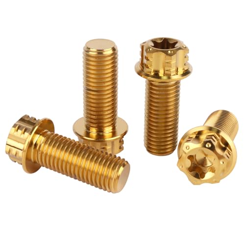 Image of 4Pcs Titanium Bolt Flange Torx Head M8 M10 x 20 25 30mm Screw Bolt for Motorcycle Car Modifications (Gold, M10x25mm Pitch 1.25)