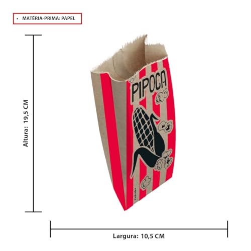Saquinho de Pipoca Pequeno M Embalagem Festa Junina Descartável Doce e Salgada