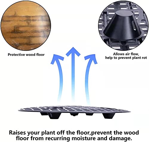 6 Pcs Plant Level Pot Elevator，Heavy Duty Plant Stands, Stands Plant Trivet Plastic Round Plant Pot Stand Plant Pot Saucer Plant Pot Saucer For Prevent Rot And Damage On Patio & Deck (11.6Inch，Black) #TOP2