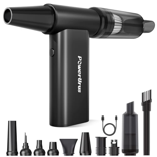 Compressed Air Duster, PowerUrus 200000RPM Electric Air Duster with Brushless Motor, 4-Gear Adjustable Cordless Air Blower, 8000mAh Rechargeable Air Duster for Keyboard, PC, Outdoor and Home Cleaning