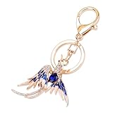 ZORZA 1Pcs Sparkling Phoenix Keychain Brooch Dual-Use Rhinestone Bird Pin Flame Fire Bird Keychain for Coats Bags (Blue)