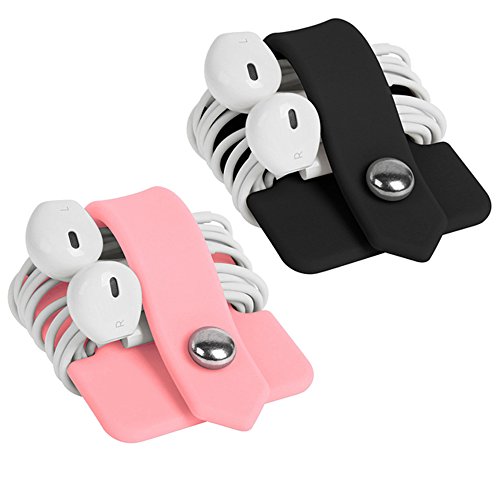 Image of Silicone Earphone Organizer Earphone Wrap Winder Headphone Cord Organizer Wrap Winder Manager /Cable Winder 2 Pieces