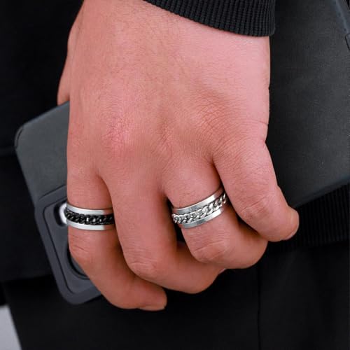 Anxiety Ring Fidget Rings Set Stress Rings Pack Fidget Spinner Ring for Men Women4