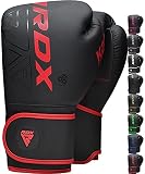 RDX Kinder Boxhandschuhe für Muay Thai Kickboxen Sparring, Maya Hide Leder Kara Junior Boxing Gloves, Sandsack Boxsack Punchinghandschuhe, Kickboxhandschuhe MMA Kampfsport Training Schwarz 6oz