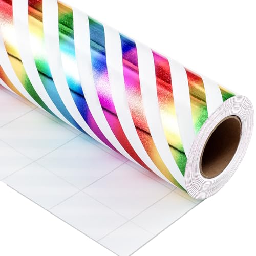 Burymento Rainbow Stripes Wrapping Paper, Gift Wrap for Birthday, Valentines, Mothers day, Graduation, Wedding, Fathers day, Baby Shower, Christmas (17in x 32.8ft)