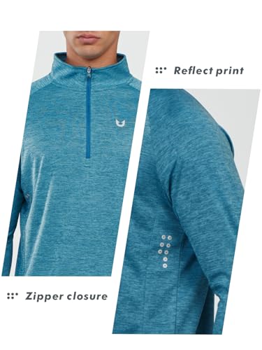 Image of NORTHYARD Men's Quarter Zip Pullover Athletic Running Shirt Long Sleeve | 1 /4 Zip Top, Quick Dry Lightweight, Moisture Wicking Breathable, Reflective Strips, Performance Workout Gym, Hiking Sports