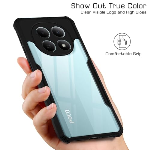 Image of Jkobi Hybrid Back Cover Case for Poco M8 5G (Shockproof with Polycarbonate Clear Panel | Professional Black)