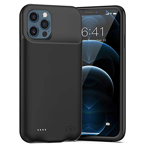 Battery Case for iPhone 12 Pro Max, Upgraded 8500mAh Rechargeable Portable Charging Case Compatible with iPhone 12 Pro Max (6.7 inch) Extended Battery Pack Protective Charger Case with Carplay (Black)