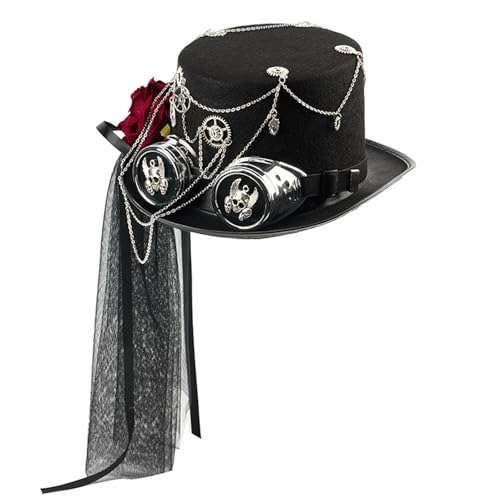 Chapeau de costume rétro à lunettes pour fête d'Halloween et cosplay