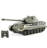 efaso Ferngesteuerter Panzer Königstiger - Panzer ferngesteuert mit Schussfunktion (Simulation) / Infrarot Kampfsystem/drehbarer Turm mit Sound und Licht 1:28 - Panzer Modell/RC Panzer