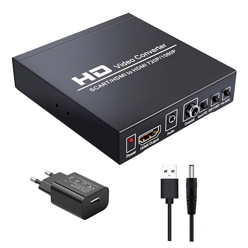 Mcbazel Convertisseur SCART+HDMI vers HDMI 720P/1080P 480I(NTSC)/576I(PAL) pour DVD, décodeur, Lecteur HD, GameConsole