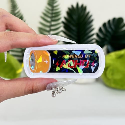 Image of 3 Pcs ADHD Battery Sticker, ADHD Stickers Funny, Stickers for Adults Dark Humor, ADHD Awareness Sticker- Vinyl Stickers for Water Bottles Laptop Car Hart Hat Helmet 3 Inches (Hologram, 3 inch)